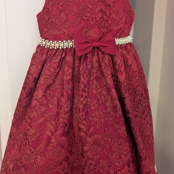 American Princess Other - American Princess Maroon Lace Dress with Pearl Detail